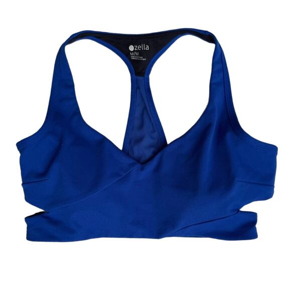 Zella Racerback Cut Out Strappy Sports Bra, Blue size M - Picture 1 of 4
